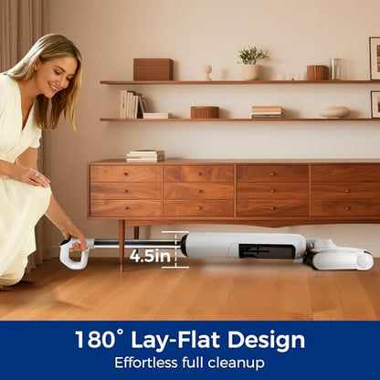 Wet Dry Vacuum Mop, 180°Lay-Flat Cordless Vacuum Mop All in One, Floor Cleaner Machine, 45 Minutes Long Runtime Electric Mop, 158℉ Self-Cleaning, Edge Cleaning, Self-Propelled Vacuum Mop Combo - size: HCLA3Pro