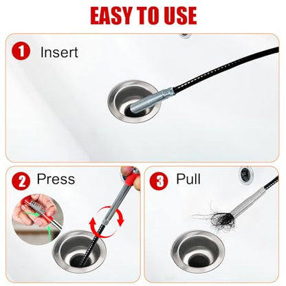 Drain Snake Hair Clog Remover Tool - Sink Drain Cleaner for Sewer Kitchen Bathroom Shower Tub Toilet Clogged Drains Opener Cleaning Tool, Flexible Grabber Claw Pick Up Reacher Tool