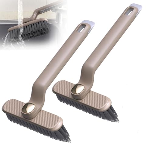 2 PCS Multi-Function Rotating Crevice Cleaning Brush, 2025 Upgrade Hard Bristle Crevice Gap Cleaning Brush, 360 Degree No Dead Corners Household Cleaning Tool for Cleaning Kitchen Bathroom (Khaki) - color: Khaki