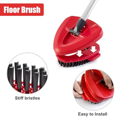 Spin Mop Replacement Handle, 2 Pack Mop Head&Base Scrub Brush 4-Section 30-to-58 inch Mop Replacement Stick Compatible with Ocedar Mop Handle for Easy Wring Mop Refills - size: White
