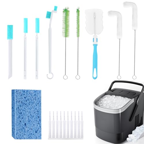 XANGNIER Ice Machine Cleaner Brush Kits,Countertop Ice Maker Cleaning Tools Accessories-1Pcs Cleaning Sponge and 19 Pcs Small Crevice Cleaning Brush for Tight Spaces - color: Multicolor1