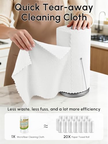 Microfiber Cleaning Cloths Roll, 225 Pack Tear Away Microfiber Towels Roll, 12" x 12" Lint Free Rags, Reusable Cleaning Cloths, Washable, Scratch Free,Ultra Absorbent Dish Rags(White) - color: White, size: 225 pack