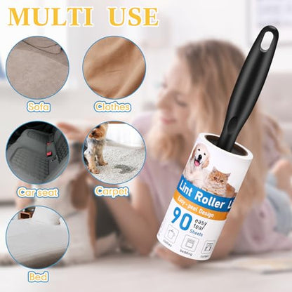 FoldTier 2700 Sheets Lint Rollers for Pet Hair Extra Sticky Portable Lint Remover Brush Roller with 10 Handles 30 Refills Pet Hair Remover for Couch, Clothes Furniture and Carpet Dog Cat