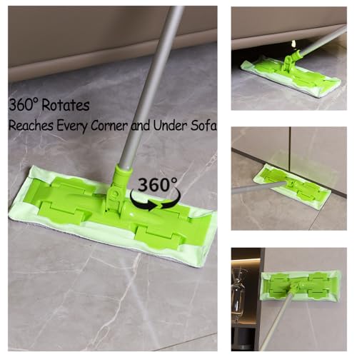 EaseYourDay Wet and Dry Flat Mop Head, Super Firm Clip on Pads, 2 Washable Mop Pads, Compatible with All Standard US Threading Pole