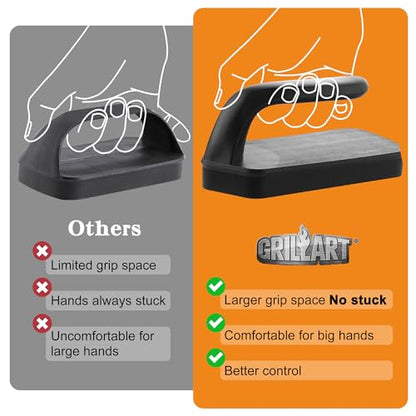 GRILLART Griddle Cleaning Kit for Blackstone, Flat Top Grill Cleaning Kit with Grill Stone, Griddle Scraper, Scouring Pad and Handles, Multifunctional Griddle Accessories for Rusty Grills, Orange - style: BSK-02