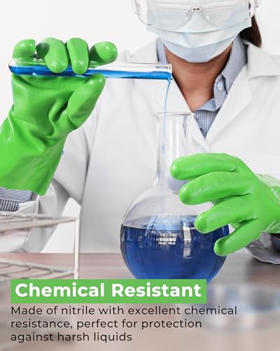 HANDLANDY Chemical Gloves, Heavy Duty Cleaning Gloves - color: Green (6 Pair), size: Small