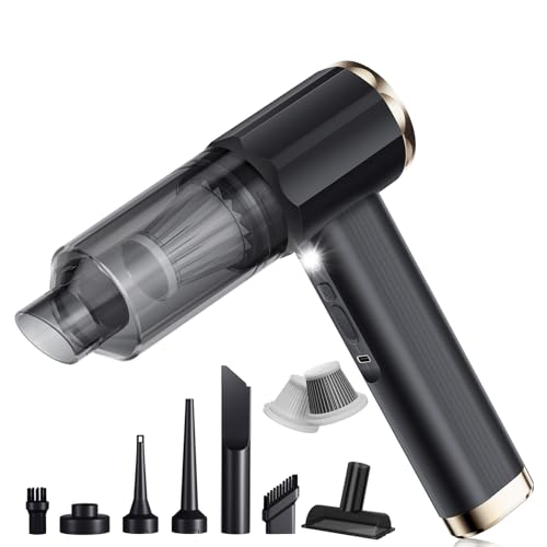 Handheld Vacuum for Car, 24000Pa Cordless Car Vacuum Cleaner with Blower and Inflator, Lightweight Portable Vacuum for Pet Hair, Crumbs, Keyboard, Sofa, Black