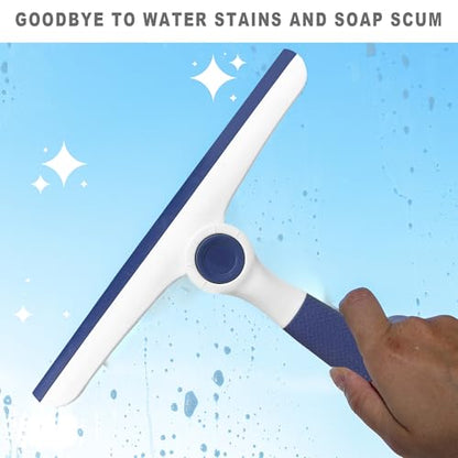 NBGYTECH Window Squeegee Household Cleaning Scraper Handheld Squeegee for Shower Glass Door Mirror Car Windshield (Blue Plastic Handle) - color: Blue Plastic Handle