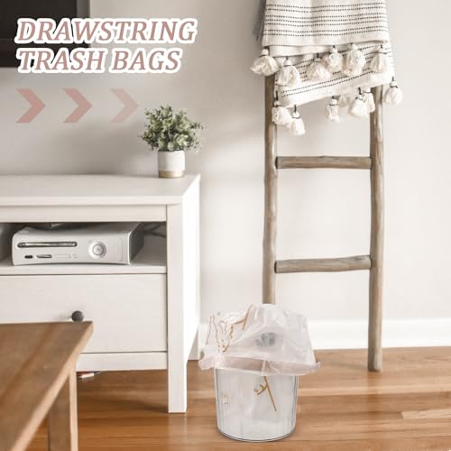 60pcs Large Capacity Trash Bags Thickened Drawstring Garbage Bags for Kitchen and Bathroom, Heavy Duty Plastic Wastebasket Liners for Home and Bedroom Use