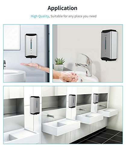 AIKE Automatic Soap Dispenser Commercial Wall Mounted Liquid Dispenser Brushed Stainless Steel Finish 1100ml Large Capacity - color: Brushed Stainless Steel