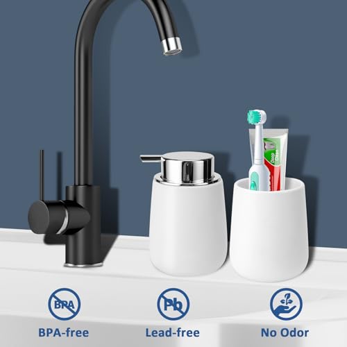 Soap Foaming Dispenser Ceramic with Easy-to-Press Pump Hand Foam Dispenser for Shampoo Bathroom Kitchen 12 oz - color: Foam-silverwhite