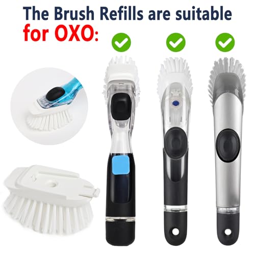 4 Pack Brush Refills for OXO Dish Brush, Brush Head Replacement OXO Dish Brush Replacement Head（White Square） - color: White