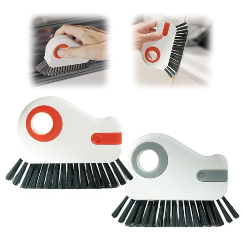 2 in 1 Groove Cleaning Brush, Upgrade Window Track Cleaning Tools, Multifunction Hard Bristle Crevice Cleaning Brush with Hidden Scraper for Sliding Door Track, Window Sill, Window Seal (Mix 2PCS) - color: Mix 2pcs