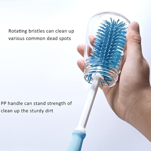 Three-Piece Cleaning Brush Set – Premium Straight Handle Silicone Bottle Cleaning Brush Kit for Cups, Bottles & Travel,Blue - color: Blue