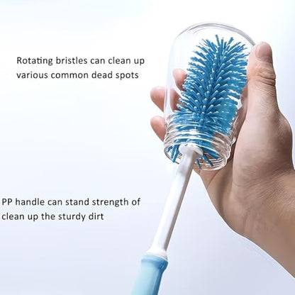 Three-Piece Cleaning Brush Set – Premium Straight Handle Silicone Bottle Cleaning Brush Kit for Cups, Bottles & Travel,Blue - color: Blue