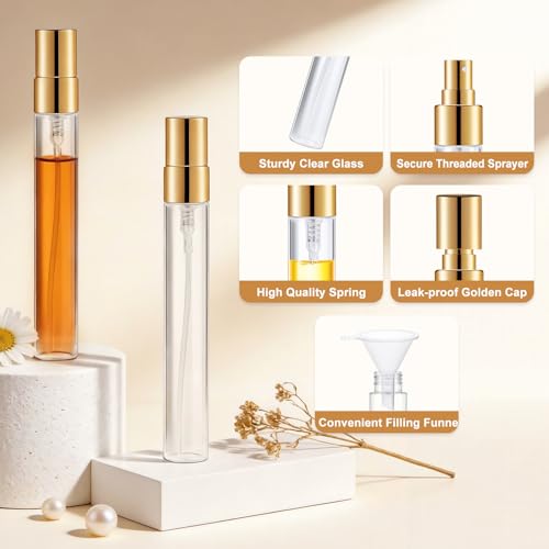 Mini Glass Spray Bottle 50pcs 10ml Clear Spray Bottle Empty, Fine Mist Refillable Mini Perfume Spray Bottle, Perfume Atomizer, Travel Spray Bottle For Hair, Small Empty Sample Containers Portable - style: Spray Bottle10ml-50P