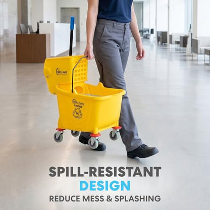 Simpli-Magic Commercial Mop Bucket with Side Press Wringer, 36 Quart, 50,000 Cycles Wringer, Industrial Mop Bucket with Wheels, Yellow, 79538A - size: One Pack - Mop Bucket