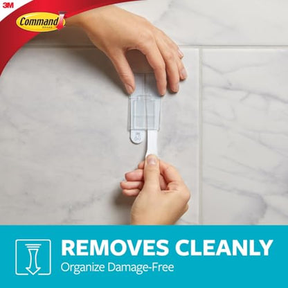 Command Accessory Organizer, Holds up to 2 lb, 3.36" x 3.78" x 4.4" Organizer with 2 Medium Water-Resistant Strips, Satin Nickel, Damage-Free Bathroom Organization
