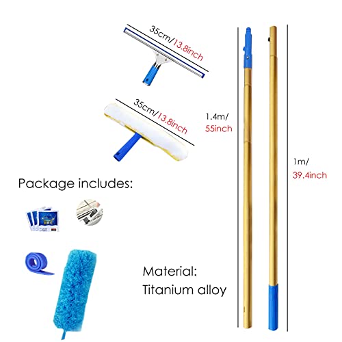 Window Washing Kit with Extension Pole, Window Cleaning Tool & Window Washer Squeegee, for Commercial Hotels Household (Size : Length 2.4m/94.5inch/7.9ft) - size: Length 2.4m/94.5inch/7.9ft