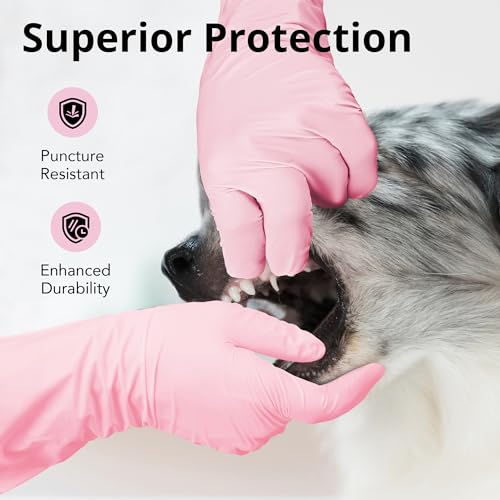 SwiftGrip Disposable Nitrile Dishwashing Gloves, Extended 12 Inches Cuff, 6-mil, Cherry Blossom Cleaning Gloves, Latex-Free - size: Large
