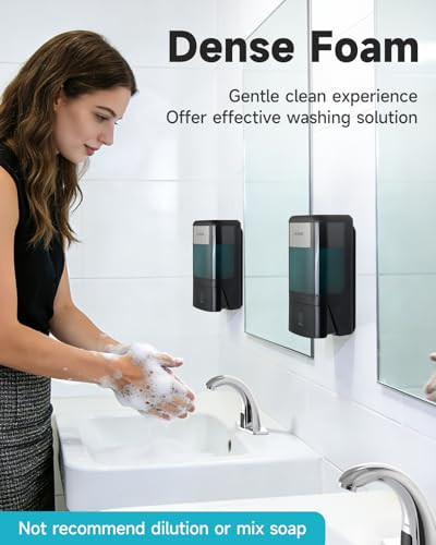 AIKE Wall Mount Foaming Soap Dispenser for Commercial Bathrooms,40 oz Large Capacity AK1007F,Black - color: Black