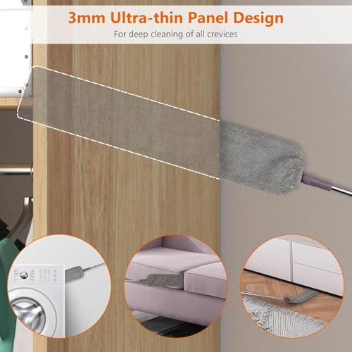 Retractable Gap Dust Cleaner Brush with Long Handle (30 to 100 inches), Cleaning Tools with 2 Microfiber Dusting Cloths, Extendable Duster for Cleaning Under Refrigerator Sofa Couch Bed Furniture