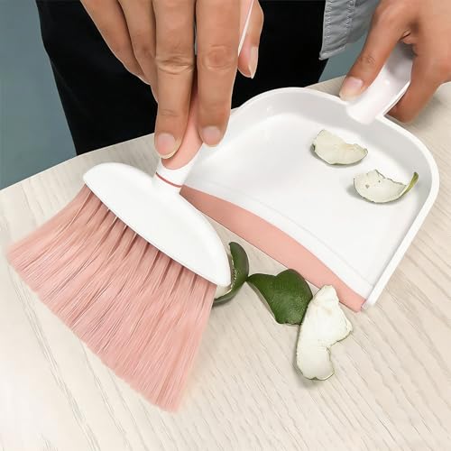 Broom Dustpan Brush Small Dust pan: Small Broom and Dustpan Set Mini Dust pan and Brush Set for Desk, Home, Camping Tent (Pink) - color: Pink, size: 1pcs