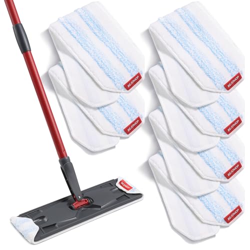 Mop Head Replacement Pads for O Cedar H2pro Flat Mop System, 6 PCS Reusable & Washable Microfiber Replacements Pads for Various Floors, Blue and White Stripes - size: 6 PCS - 15.95” x 4.33”
