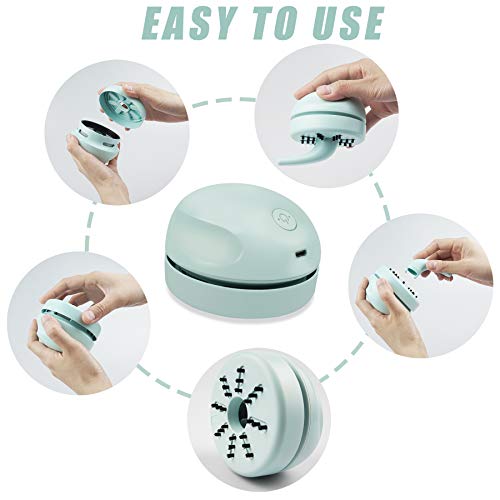 Desktop Vacuum Cleaner USB Charging with Vacuum Nozzle Cleaning Brush, Detachable Design & Portable Mini Table Dust Vaccum Cleaner, Clean Dust, Crumbs, Piano, Computer, Car Etc(Light Green) - color: Green