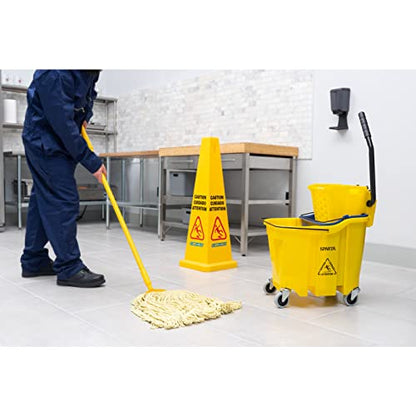 SPARTA OmniFit Mop Bucket System, Durable Mop Bucket, Side Press Wringer, and Soiled Water Insert, Floor Cleaning Essentials for Commercial and Home Use, 35 Qt Capacity, 1 Count, Yellow - color: Yellow