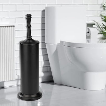 J&V TEXTILES Industrial Toilet Brush, Toilet Bowl Brush with Extra Long Handle Durable Bristles Toilet Scrubber and Covered Holder for Toilet Brush Set (Matte Black) - color: Matte Black