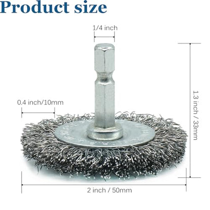 8-Pack 2-inch Wire Wheel Brush Set for Drill | 1/4" Hex Shank, Coarse Carbon Steel Crimping, Aggressive Rust Removal, Paint Stripping, Surface Abrasion - style: 2-inch Wheel Brush - 8 Piece
