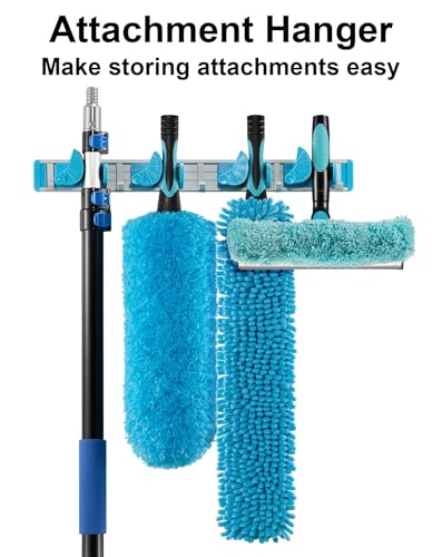 20 Foot High Reach Ceiling Fan Duster with 5-12ft Heavy Duty Extension Pole, Microfiber Feather, Cobweb Duster, Window Squeegee Kit, Cleaning Gloves - size: 12ft