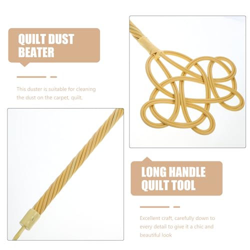 BESPORTBLE Rattan Handle Quilt Beater for Dust Removal, Manual Carpet Paddle with Twisted Rattan Grip, Dust Cleaner Tool for Home Bedding and Rug Cleaning