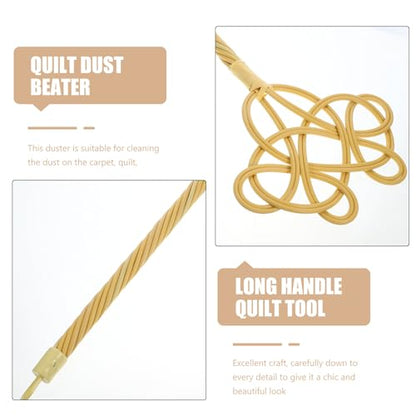BESPORTBLE Rattan Handle Quilt Beater for Dust Removal, Manual Carpet Paddle with Twisted Rattan Grip, Dust Cleaner Tool for Home Bedding and Rug Cleaning