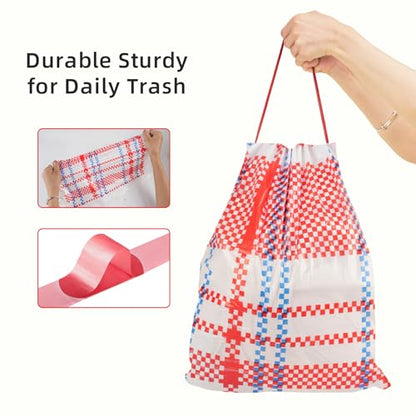 4 Gallon Trash Bags, Small Garbage Bags with Drawstring and Printed Striped Design, Tear-Free, Leakproof & Durable Small Trash Bags for Bathroom, Office, 50 Count - style: 4 Gallon Striped Trash Bags - 50 Counts