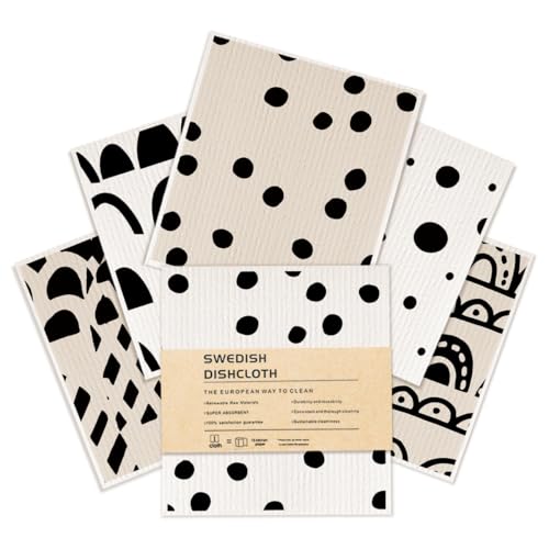 Reusable Swedish Dishcloths 6 Pack, Washable Absorbent Cellulose Cloths, No Odor Dish Cloths for Kitchen Home Cleaning, Eco-Friendly Paper Towel, Kitchen Gifts for Women - color: Multi 1519