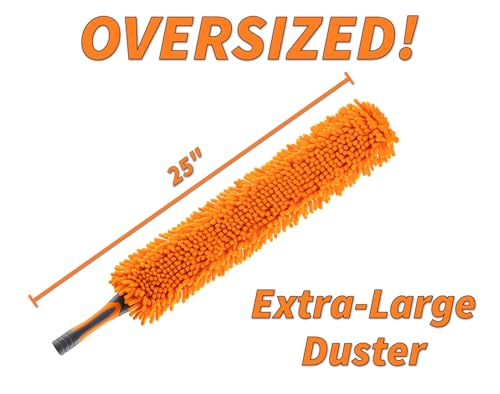 Long Handle Duster for Cleaning // Extendable Microfiber Duster with Extension Pole 18-60" // Washable, Bendable & Flexible Ceiling Fan Cleaner Duster // Telescopic Cleaning Tool for High Ceilings