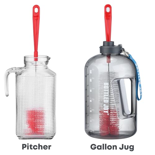 ALINK 16 inch Extra Long Red Bottle Cleaning Brush Cleaner for Washing Narrow Neck Beer/Wine/Thermos/Sport Well, Brewing Bottles, Hummingbird Feeder - color: Red