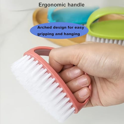 2 Pack Scrubbing Brushes for Cleaning, Heavy Duty Scrub Brush Nylon Stiff Bristles,Scrubber Cleaner Brush for Bathroom,Showe,Sink,Kitchen,Bathtub,Floor,Multi-Purpose Cleaning Brush (Pink + Purple) - color: Pink + Purple