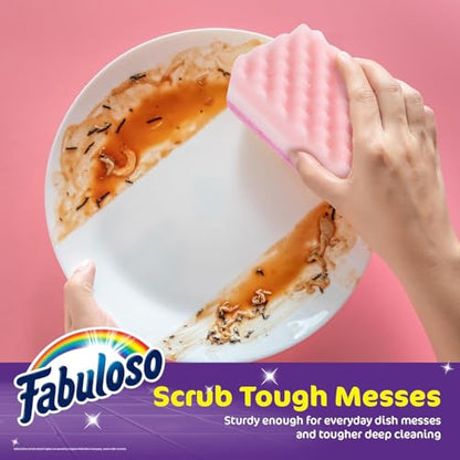 Fabuloso Scratch-Free Kitchen Dish Sponges Rainbow Cellulose Scrubber Scouring Pad Dishes Pots Pans Counters 4.25 x 2.75 x 1.25 4 Count 2 Pack - color: Rainbow, size: 4 Count (Pack of 2)
