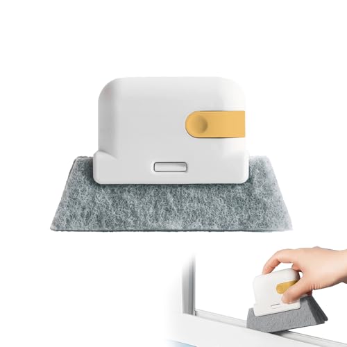 Magic Window Track Cleaning Brush, Hand-held Groove Scrubber with Triangular Pad, Sliding Door Track Cleaner for Windows, Shower, Car Vents, Yellow - color: Yellow
