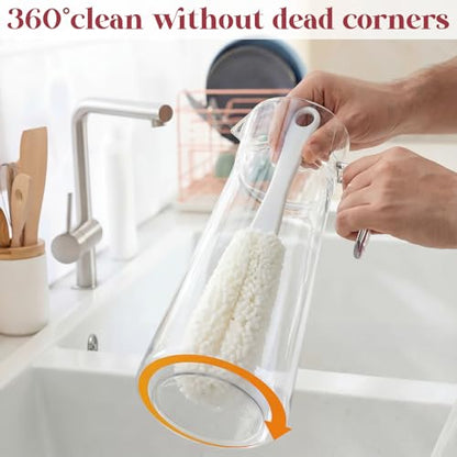 3 Pcs Wine Glass Cleaner Set Large Microfiber Polishing Cloths Wine Glass Cleaning Brush Lint-Free Drying Towels for Stemware Glassware Bar Restaurant Kitchen Supplies(White) - color: White