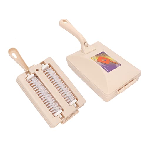 Yoidesu Double Roller Sweeper Brush, Carpet Debris Sweeper Brush with Comfortable Handle, Plastic Handheld Cleaning Brush Manual Sweeping Brush for Bed Clothes Desktop Small Rubbish