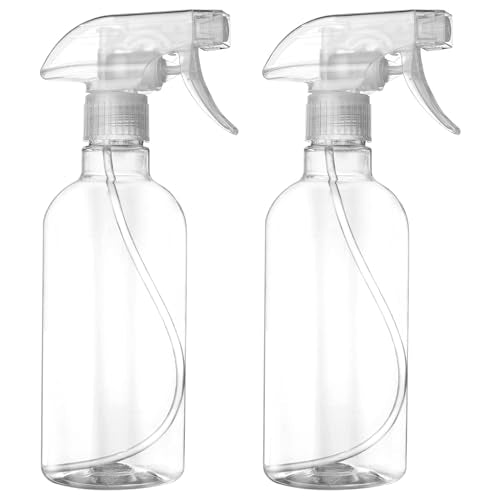DIYSELF 2 Pack Spray Bottles for Cleaning 16.9 oz/500 ml Water Empty Spray Bottle Heavy Duty Plastic Clear Squirt Mist Spray Bottle with Nozzle for Hair Plants Pets Alcohol Sprayer Weighing Bottles - color: Clear, size: 2-Pack