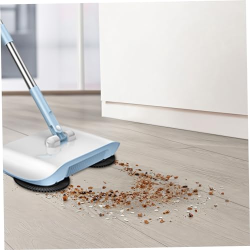 Carpet Sweeper Manual, 2 in 1 180 Degree Rotating Hand Push Sweeper, Manual Vacuum Sweeper, Sweeping Mop Crumb Sweeper for Carpet Floor Clean(Blue), Standard