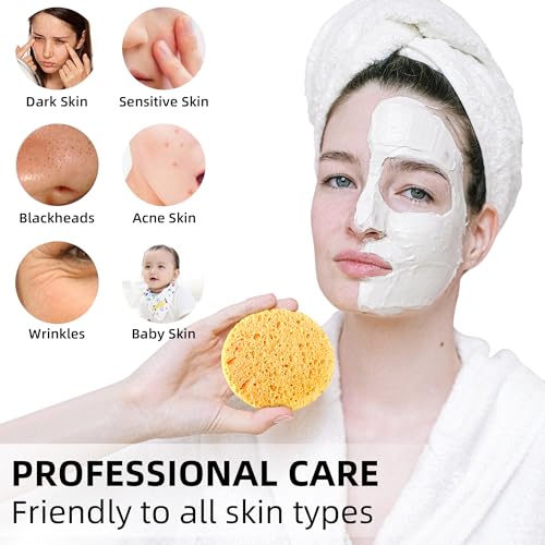 120-Count Compressed Facial Sponges|Kickleen 100% Natural Cellulose Cosmetic Spa Sponges for Daily Facial Cleansing|Makeup And Mask Removal|Exfoliating|Skin Massage|Pore Exfoliation (120Count(Yellow)) - color: 120 Count(yellow)