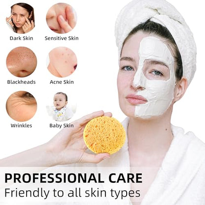 120-Count Compressed Facial Sponges|Kickleen 100% Natural Cellulose Cosmetic Spa Sponges for Daily Facial Cleansing|Makeup And Mask Removal|Exfoliating|Skin Massage|Pore Exfoliation (120Count(Yellow)) - color: 120 Count(yellow)