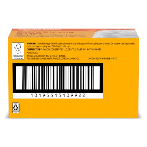 Amazon Basics Extra Strong & Flex Tall Kitchen Drawstring Trash Bags, Citrus Scent, 13 Gallon, 40 Count