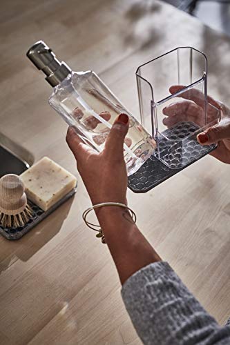 Spectrum Soap Dispenser with Sponge and Brush Holder for Kitchen Sink, Hexa Sink Organizer with Refillable Pump and Removable Base for Easy Cleaning